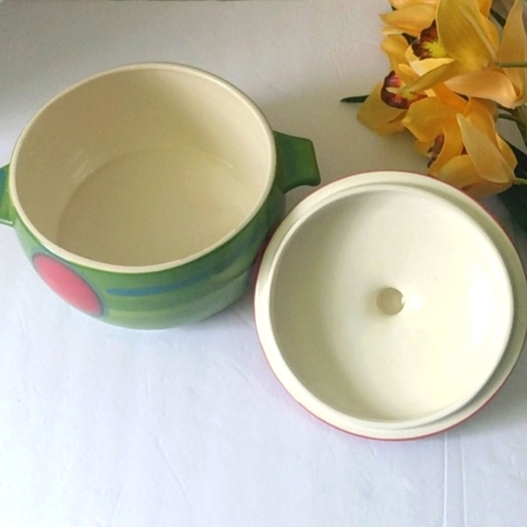 GAIL PITTMAN VINTAGE SIGNED CERAMIC STOCK POT RETRO RED DOT SERIES POTTERY - Picture 6 of 9